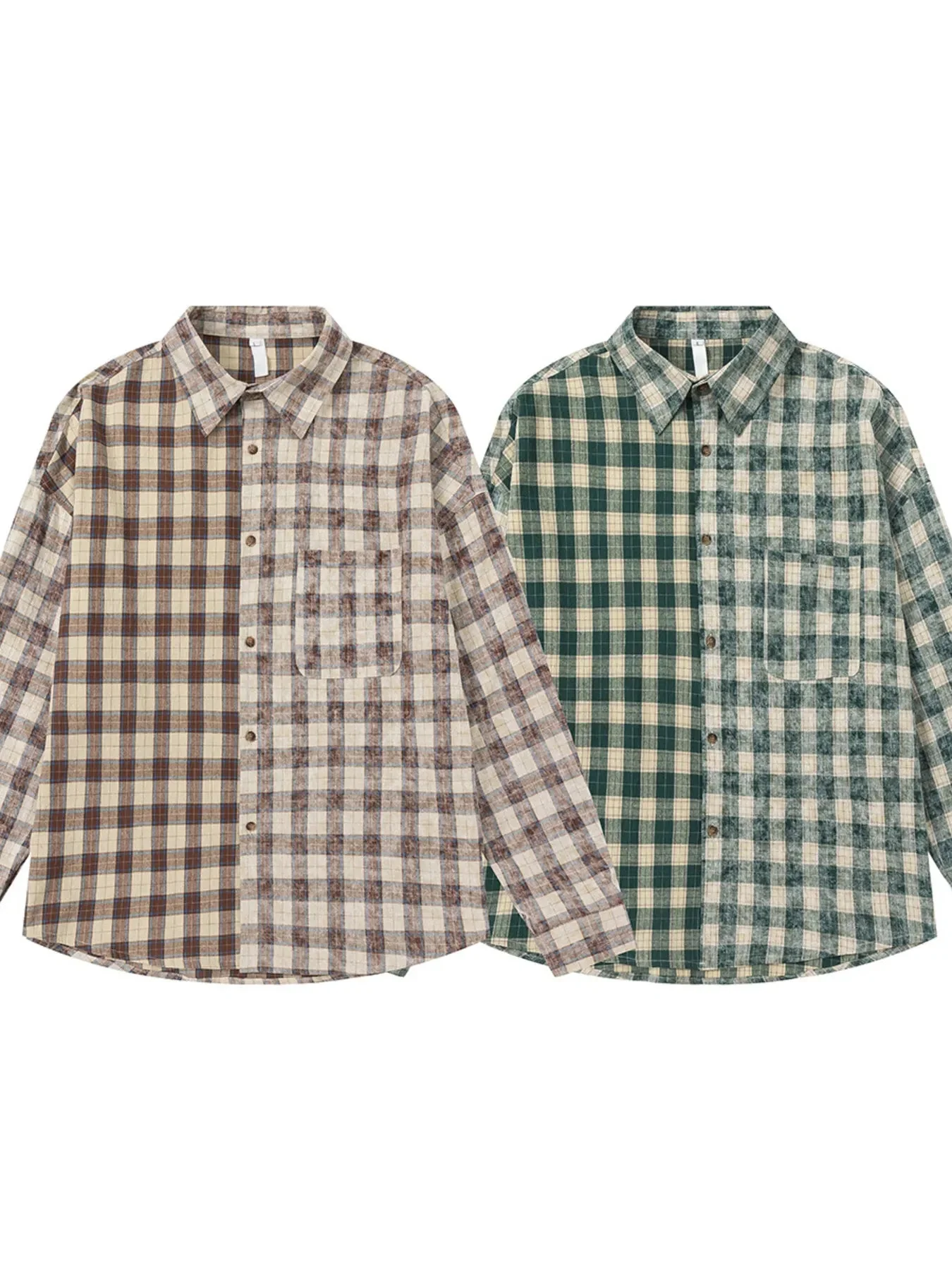 Mens Plaid Long Sleeve Button-Up Shirt