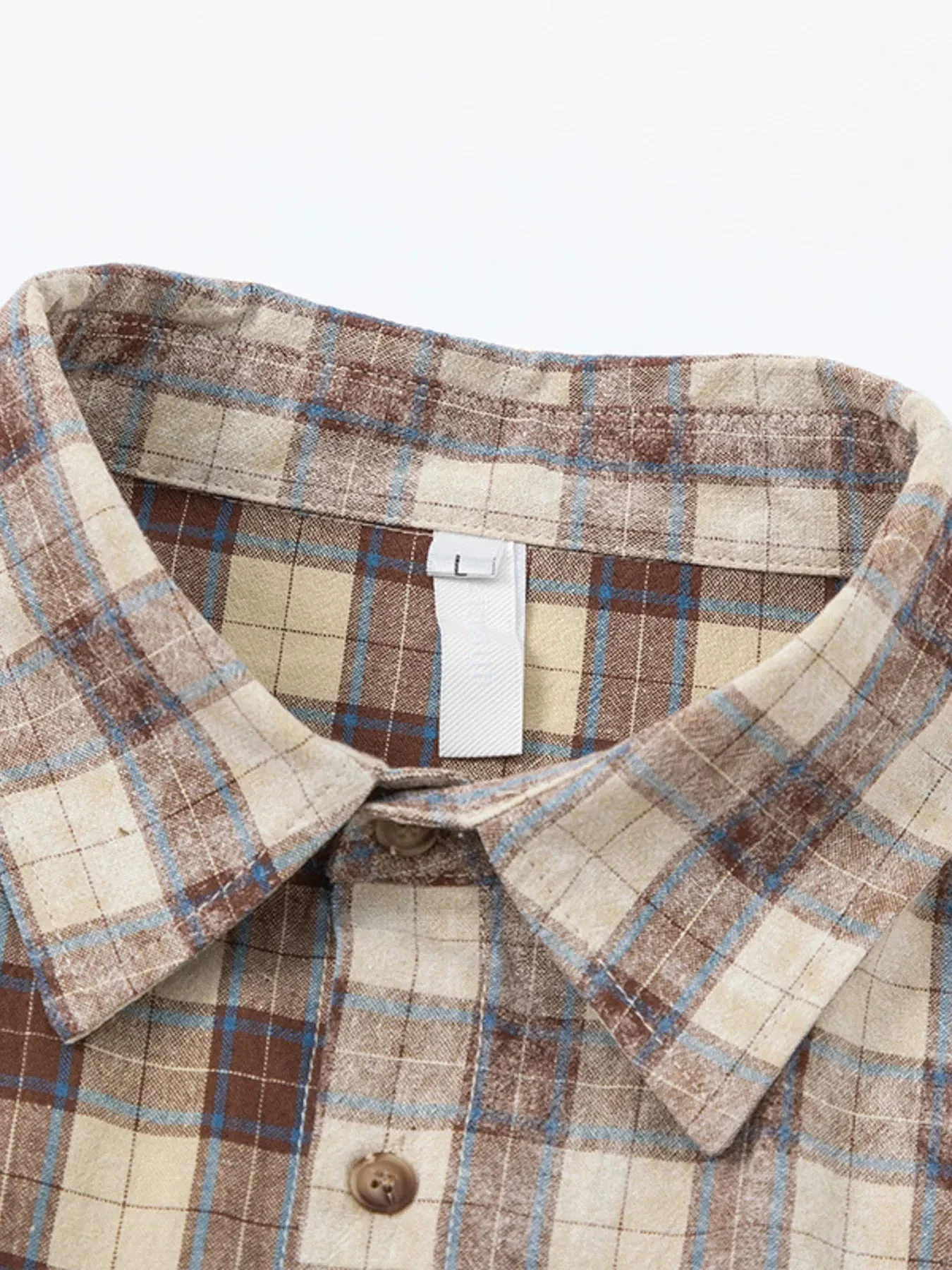Mens Plaid Long Sleeve Button-Up Shirt