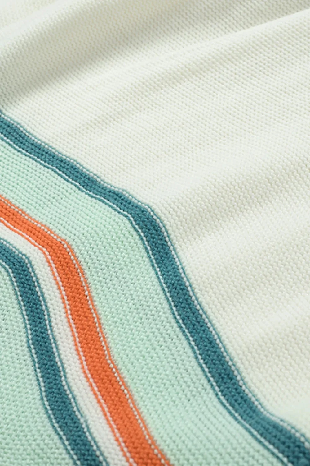 Striped Turtleneck Sweater - Soft Acrylic Knitwear