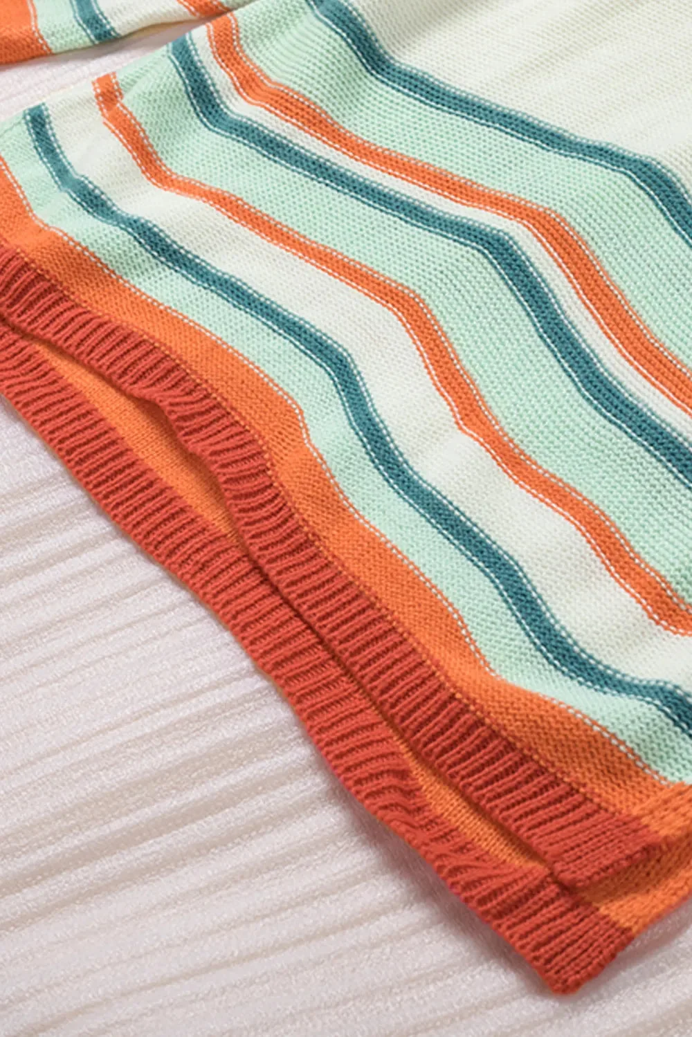 Striped Turtleneck Sweater - Soft Acrylic Knitwear