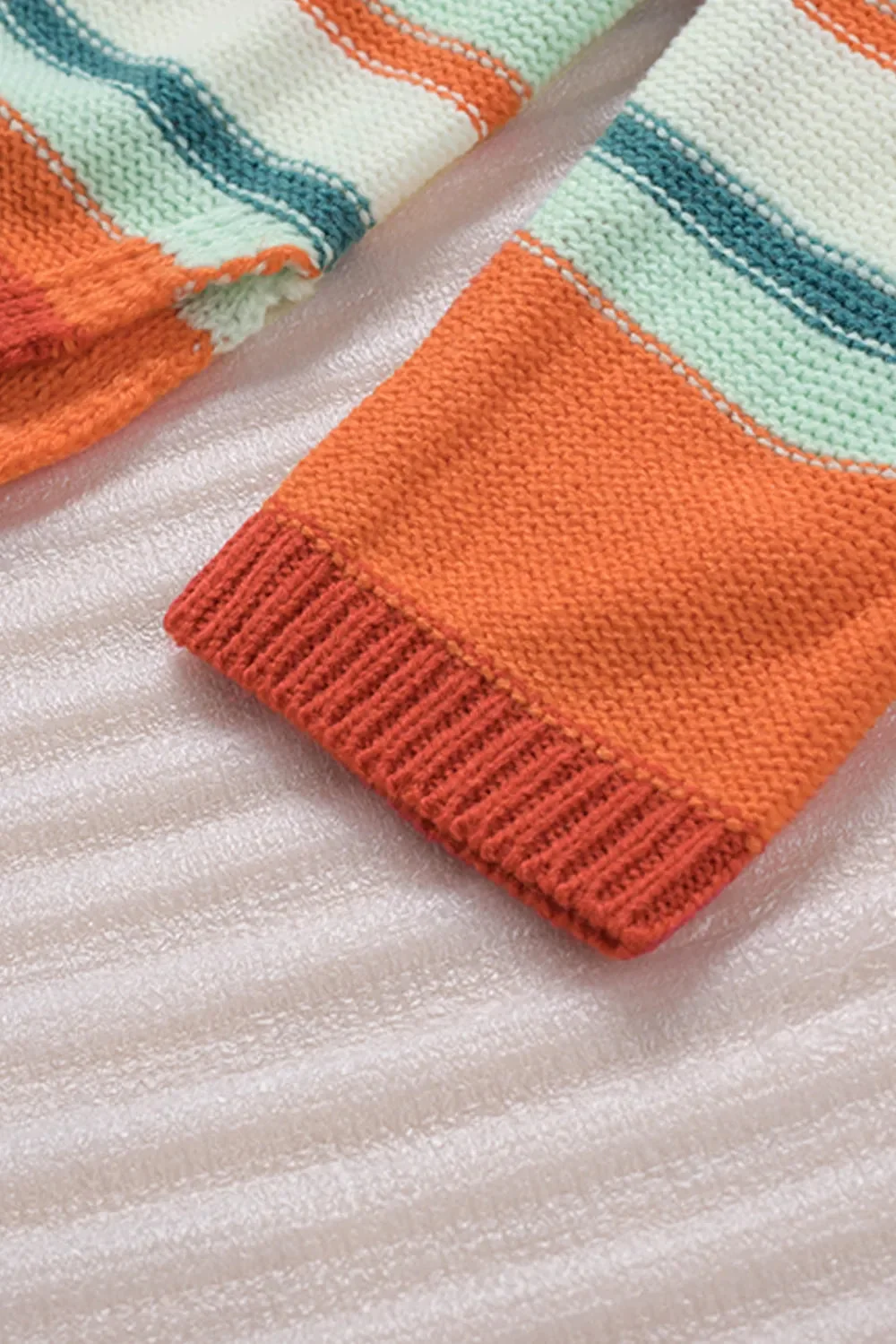 Striped Turtleneck Sweater - Soft Acrylic Knitwear