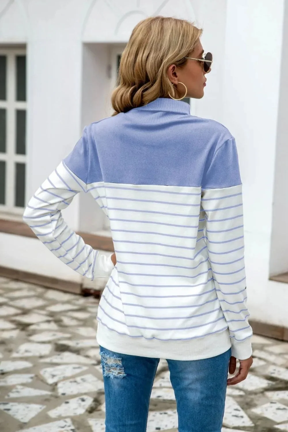 Contrast Striped Turtleneck Sweater in Various Colors