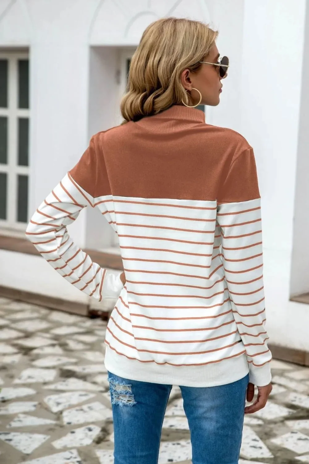 Contrast Striped Turtleneck Sweater in Various Colors