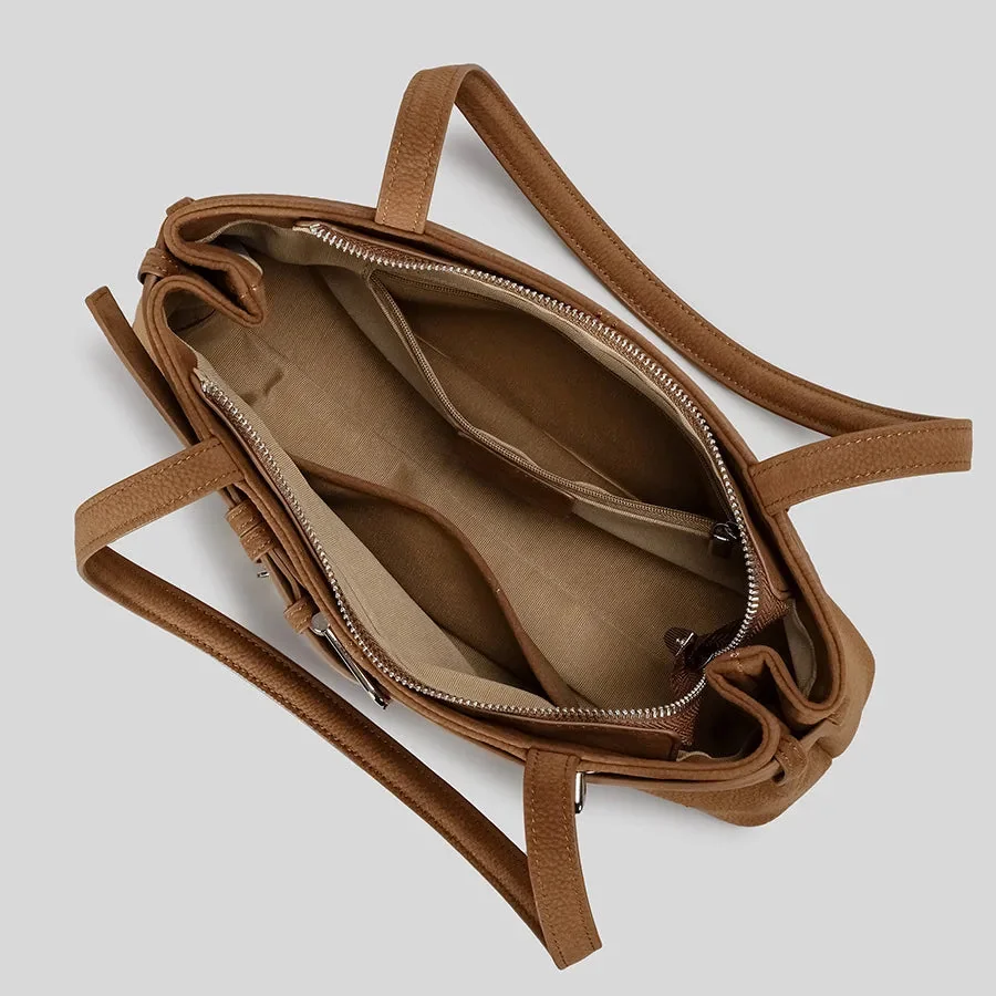 Chic Suede Shoulder Bag with Belt Buckle Accent