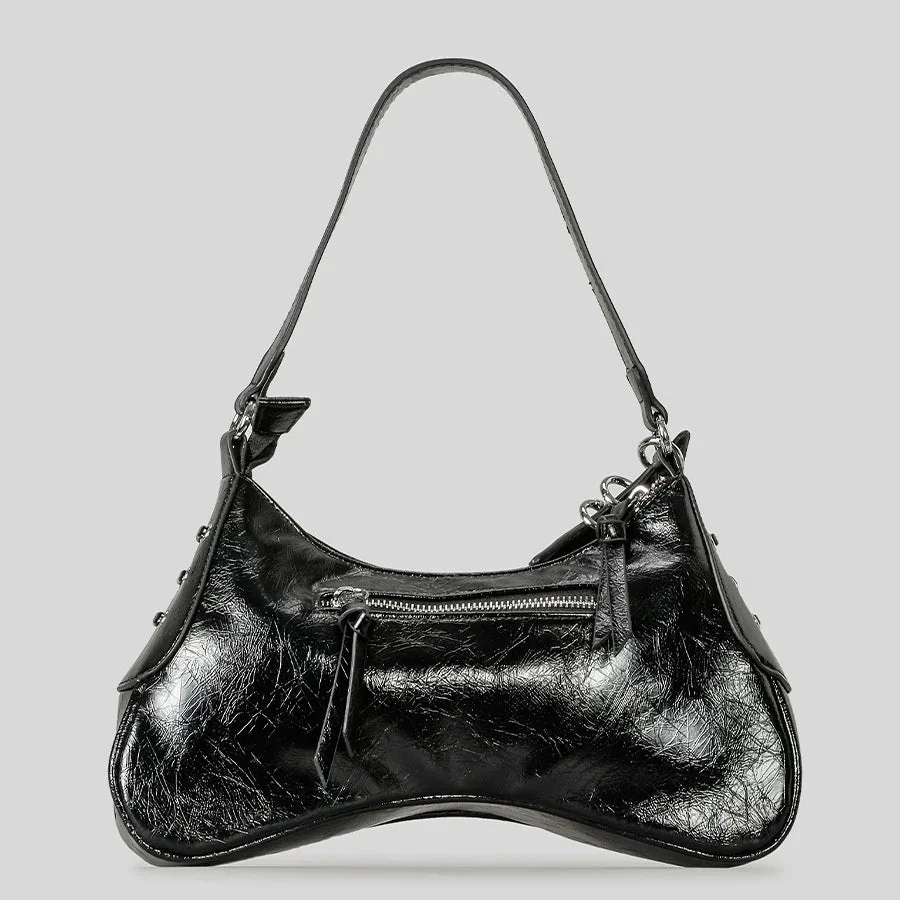 Vintage Leather Rivet Shoulder Bag - Stylish and Practical Accessory