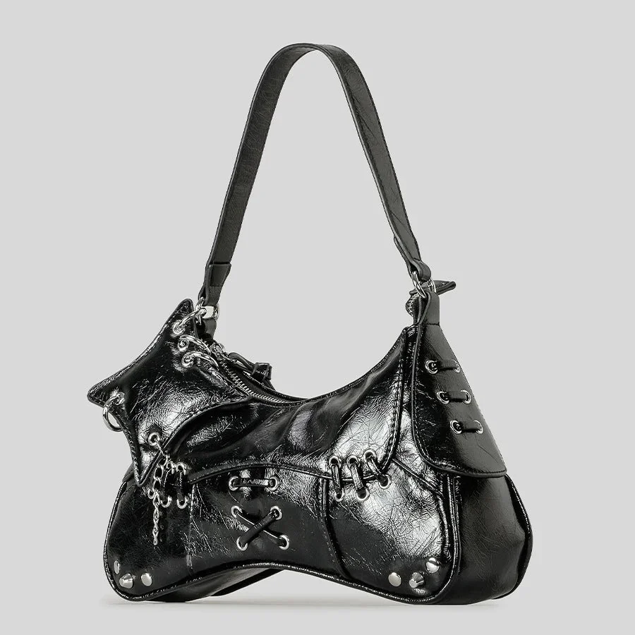 Vintage Leather Rivet Shoulder Bag - Stylish and Practical Accessory