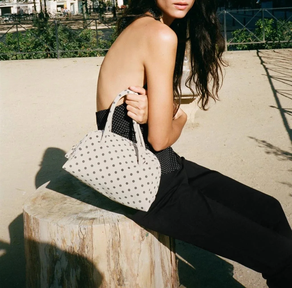 Vintage Polka Dot Shoulder Bag Black & White