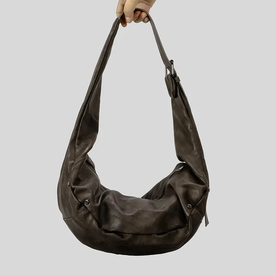 Modern Faux Leather Shoulder Bag in Dark Brown - Stylish & Durable