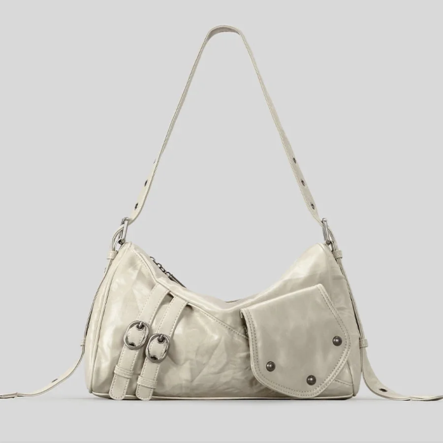 Rivet Leather Shoulder Bag - Modern Practicality & Versatile Style