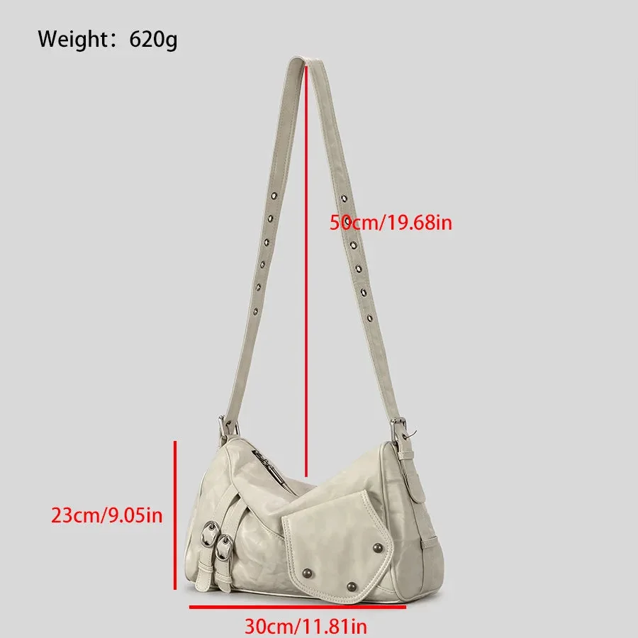 Rivet Leather Shoulder Bag - Modern Practicality & Versatile Style