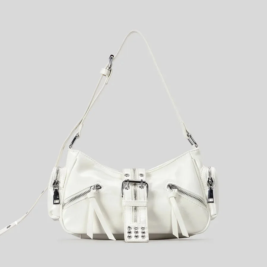 Bold Rivet Shoulder Bag with Multiple Compartments