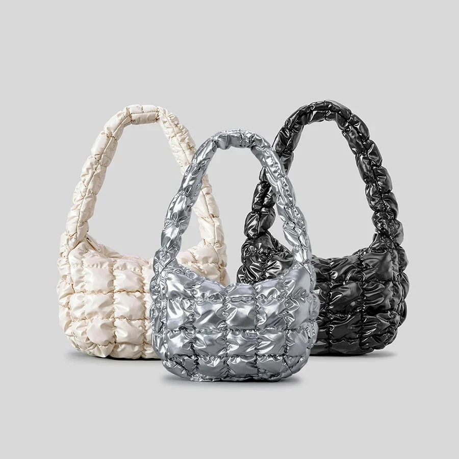Ruched Quilted Shoulder Bag - Stylish & Versatile Handbag