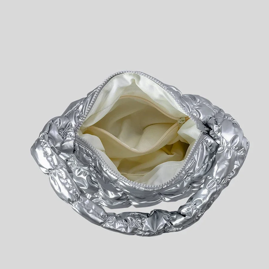 Ruched Quilted Shoulder Bag - Stylish & Versatile Handbag