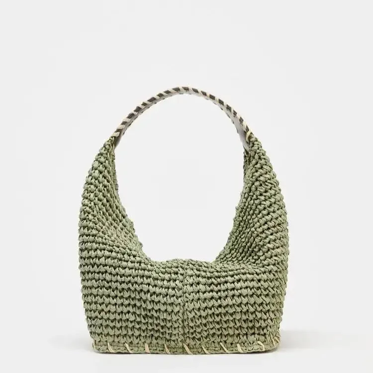 Green Braided Shoulder Handbag