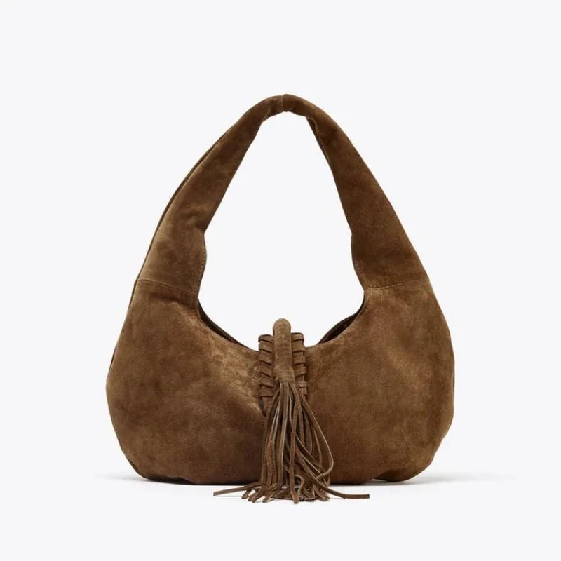 Boho Style Brown Fringed Shoulder Bag