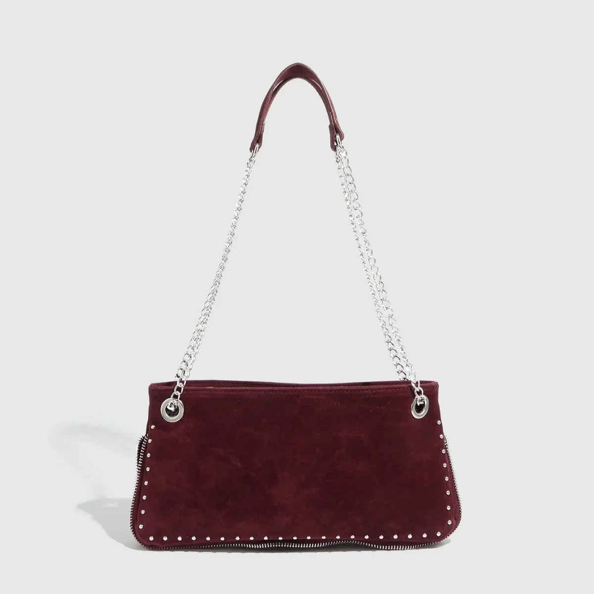 Burgundy Chain Shoulder Handbag