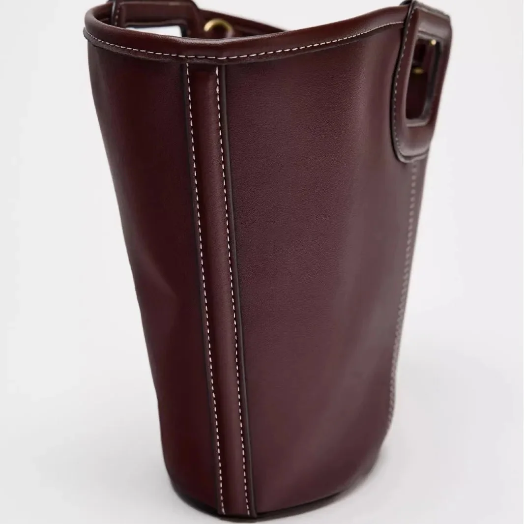 Classic Brown Bucket Shoulder Bag