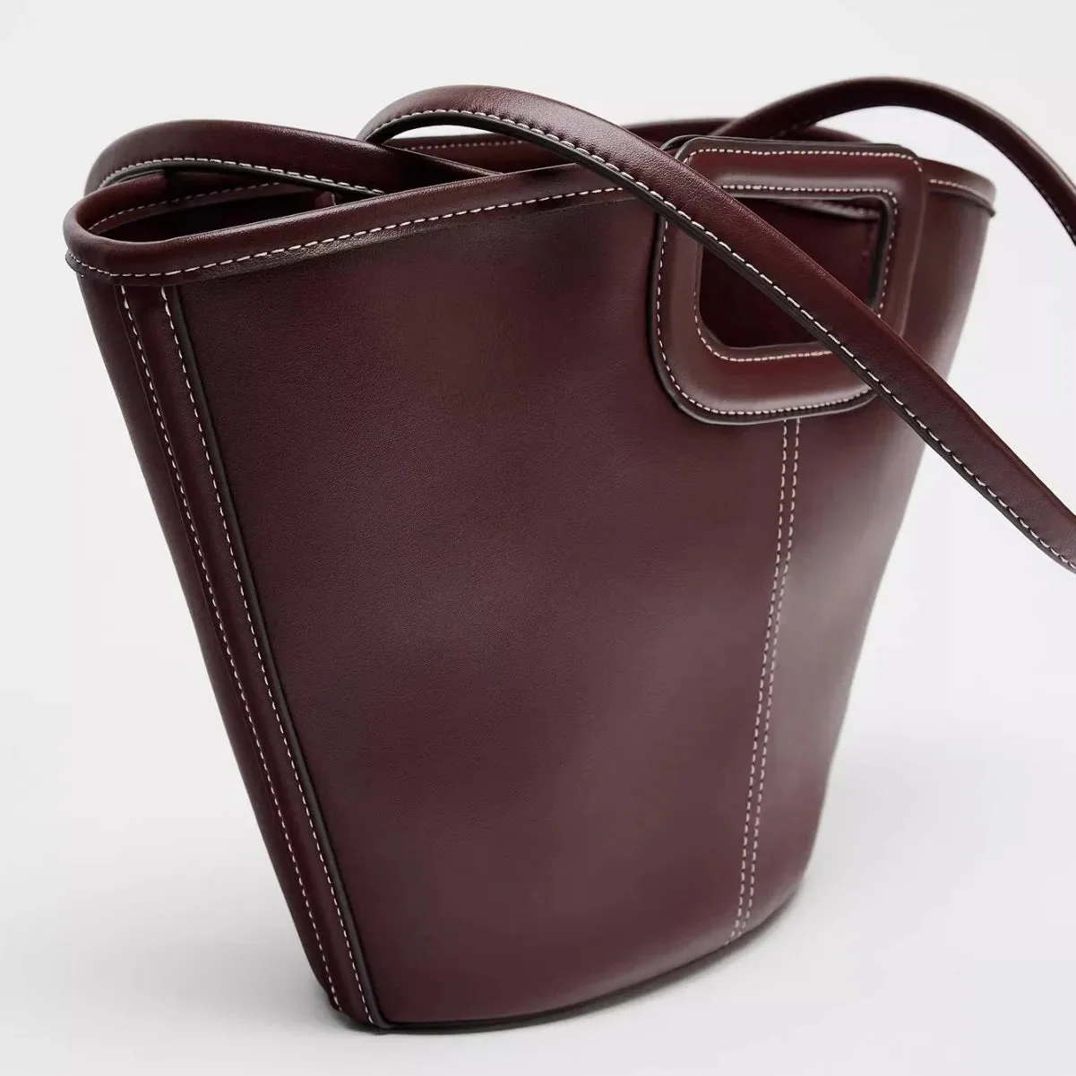 Classic Brown Bucket Shoulder Bag