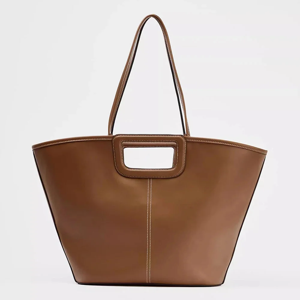 Classic Brown Bucket Shoulder Bag