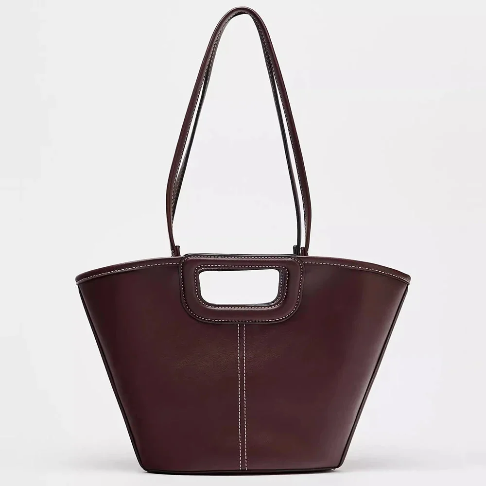 Classic Brown Bucket Shoulder Bag