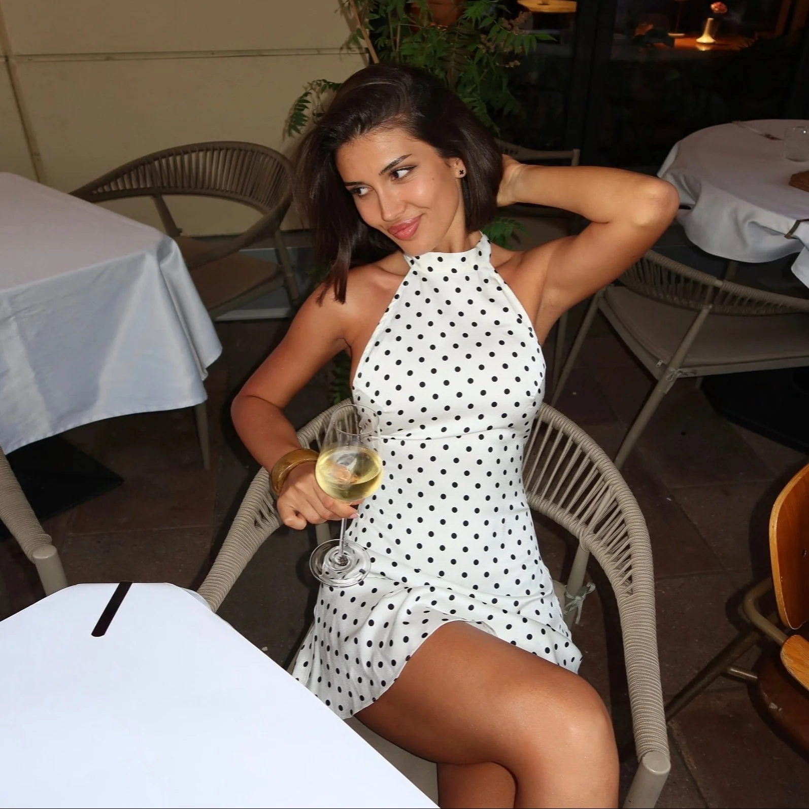 Chic Polka Dot Halter Mini Dress in Classic Dots