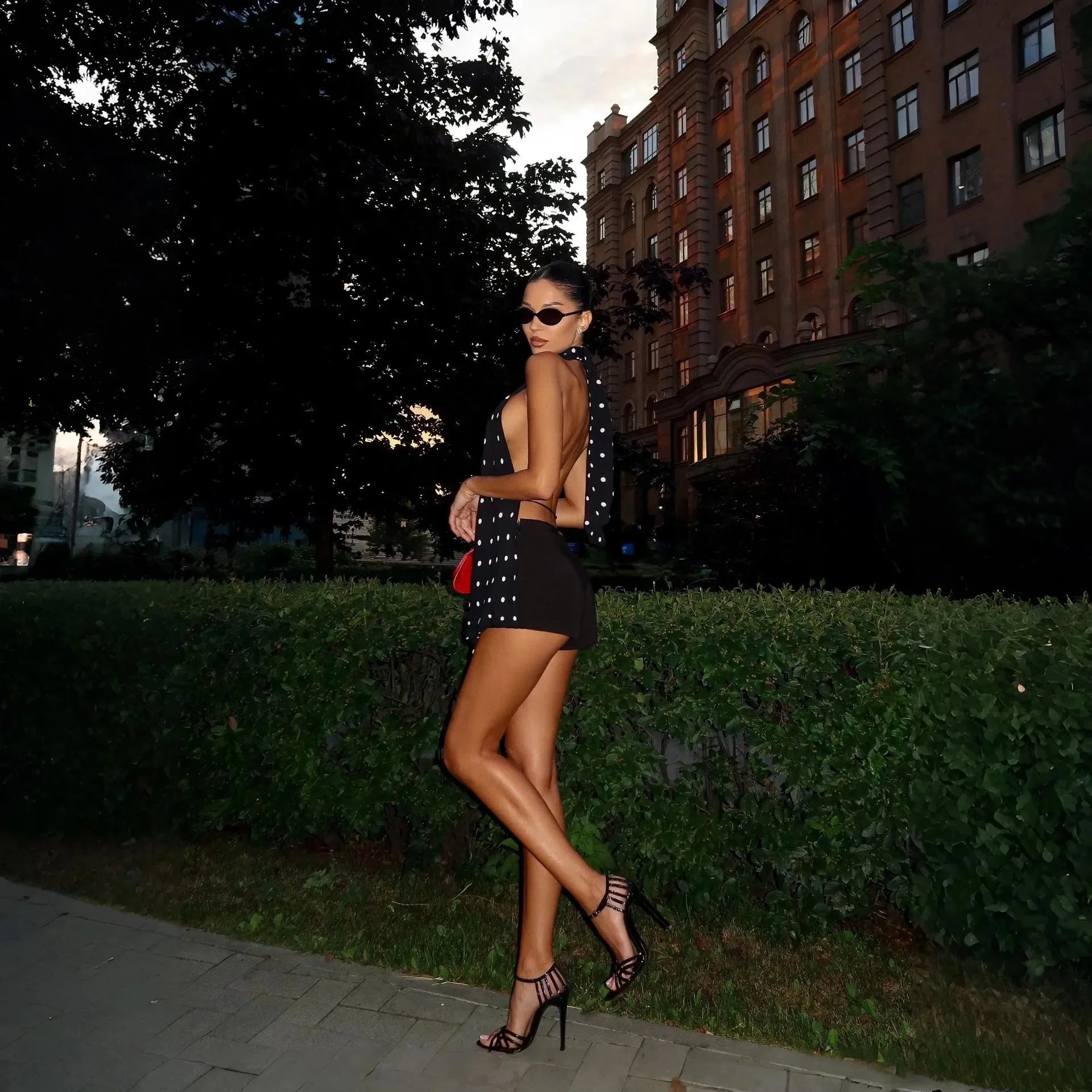 Black Backless Halter Crop Top