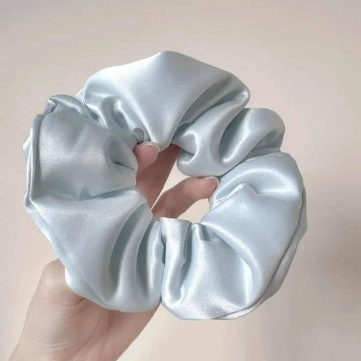 Light Blue Silk Oversized Scrunchie for Elegant Hairstyles
