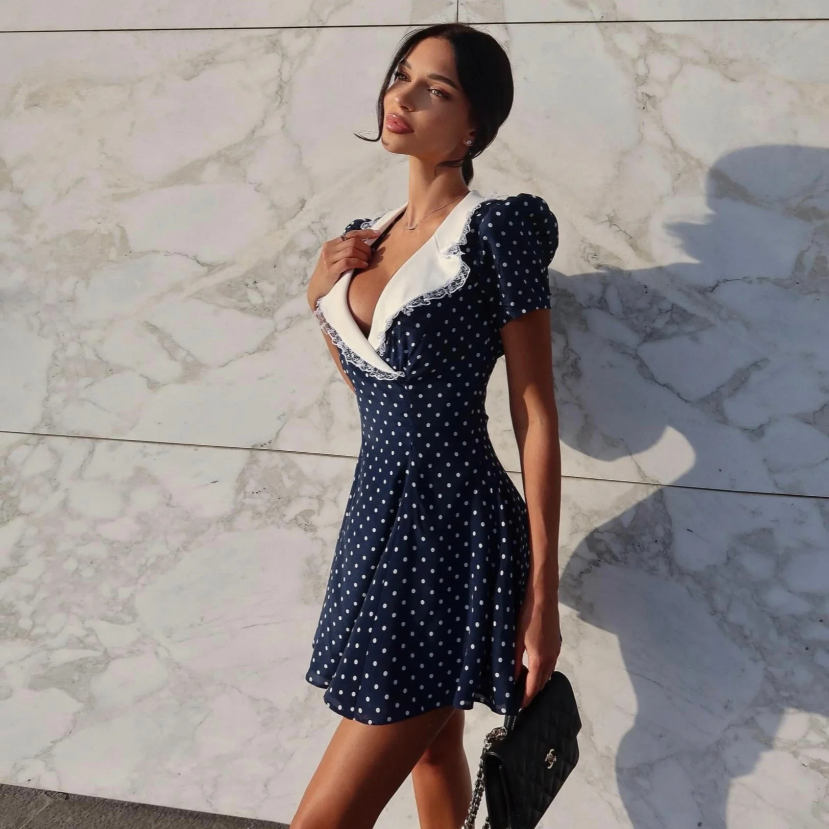 Vintage Polka Dot A-Line Mini Dress