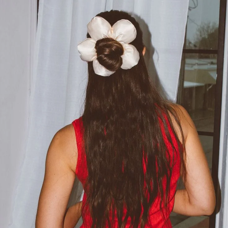 Silk Oversized Flower Scrunchie for Stylish Hairdos