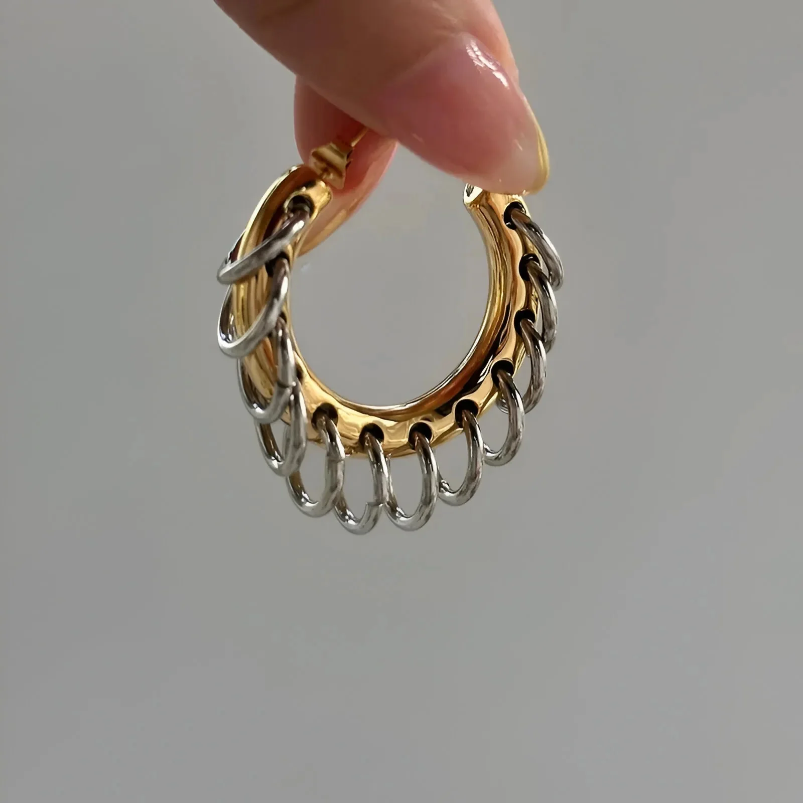 Gold Chain Hoop Earrings - Elegant Cascade Design