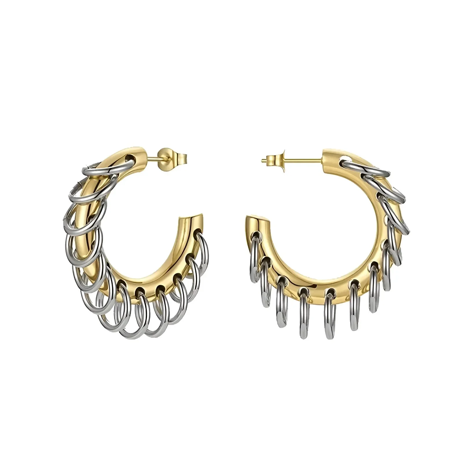Gold Chain Hoop Earrings - Elegant Cascade Design