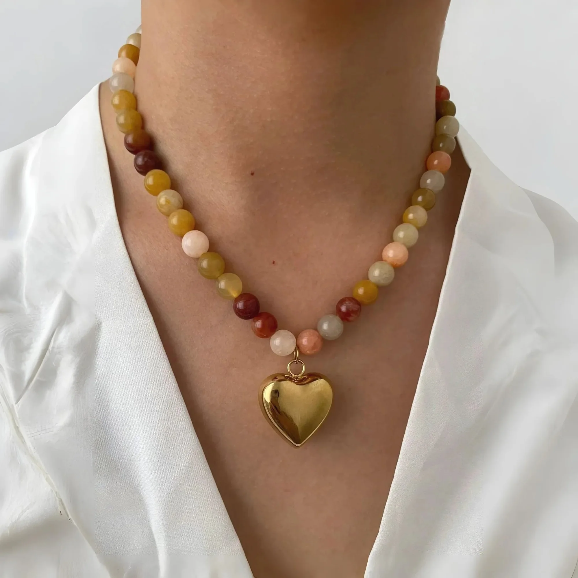 Bohemia Vibrant Multicolor Stones Necklace - Adjustable Chain