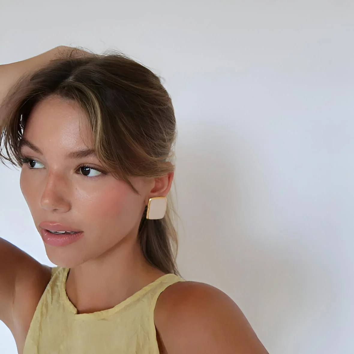 Gleaming Gold-Plated Enamel Earrings