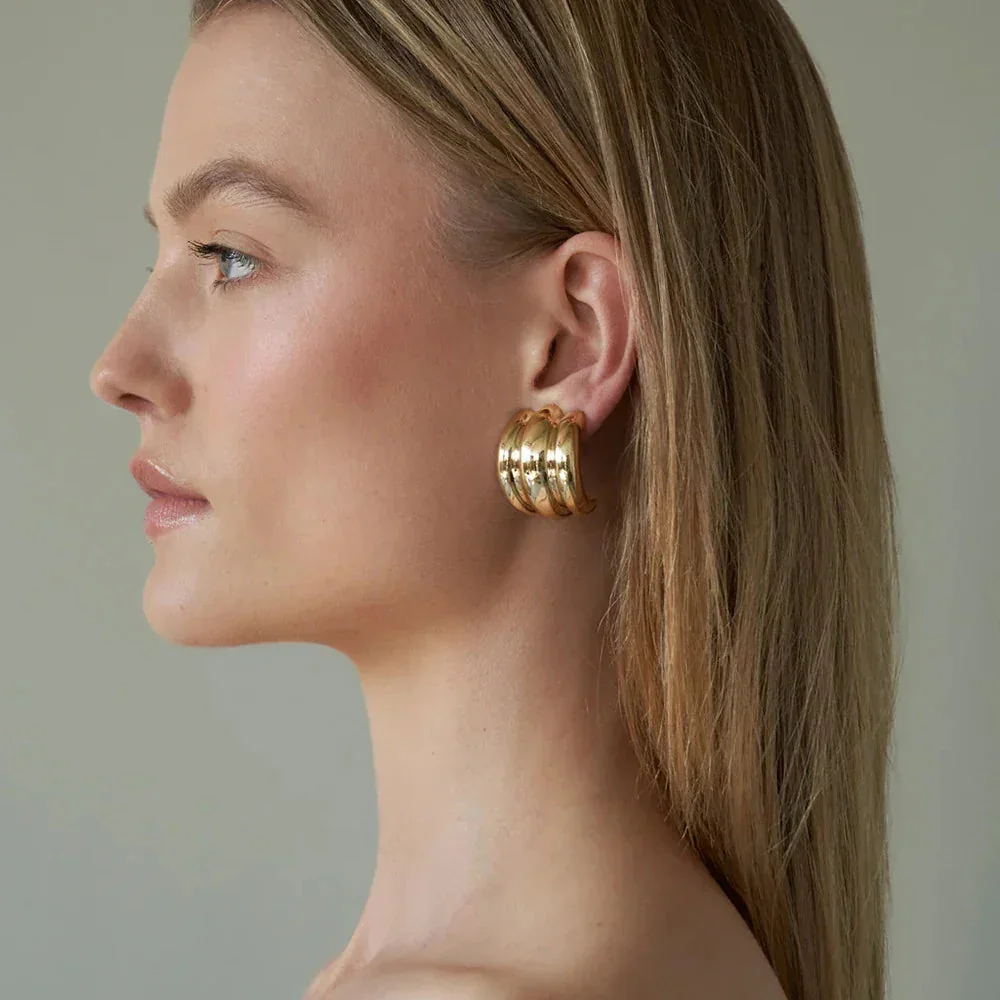 Gold Arch Hoops Earrings - Elegant Everyday Jewelry