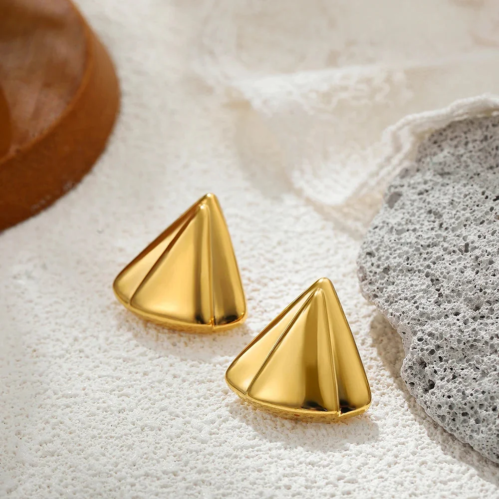 Gold Pyramid Statement Earrings