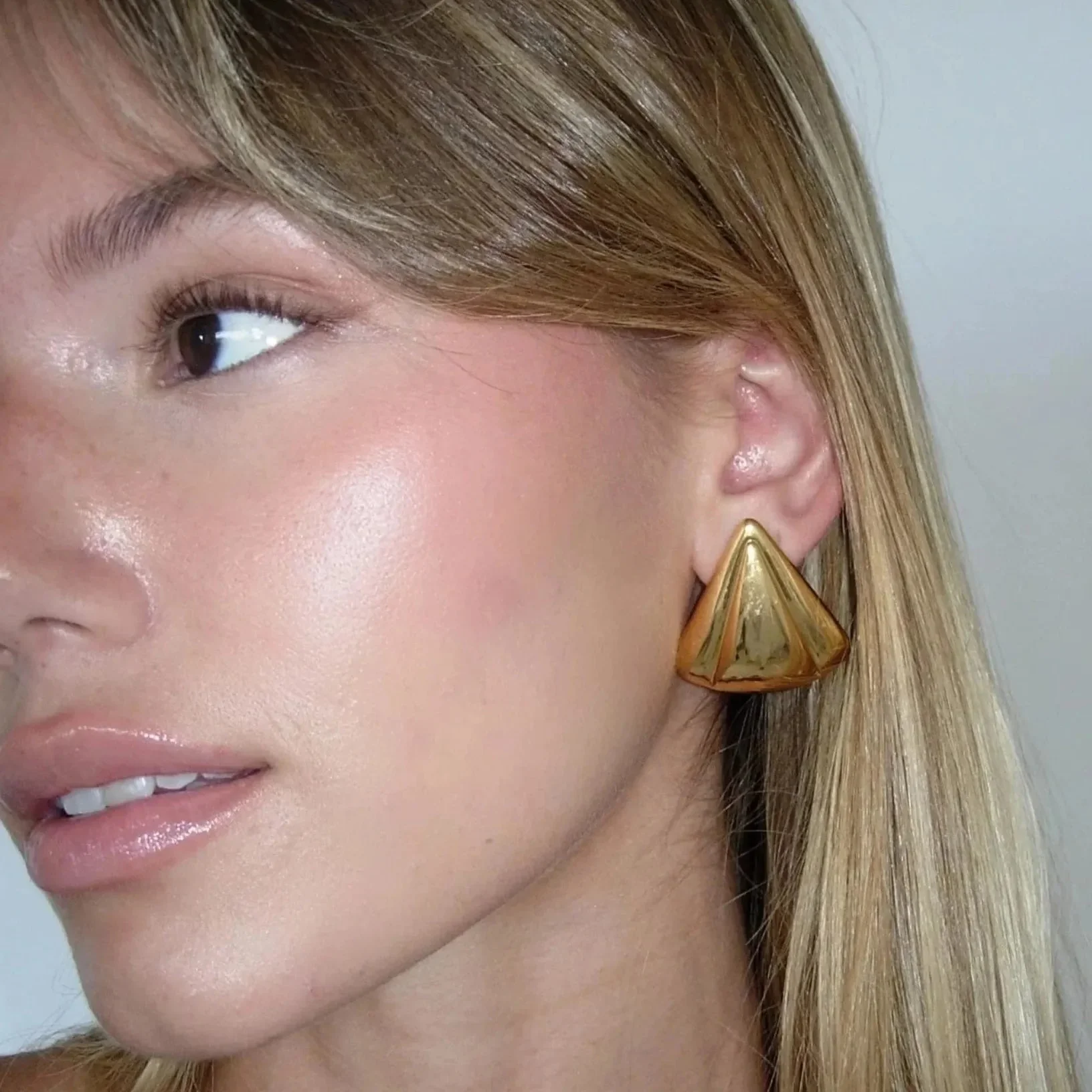 Gold Pyramid Statement Earrings