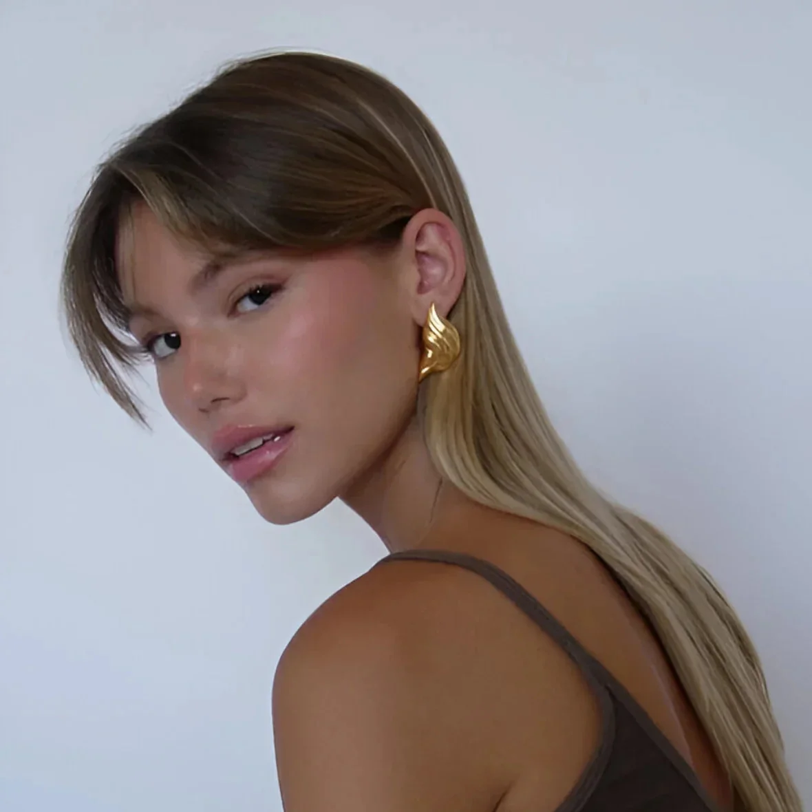 Gold Croissant Earrings Statement Jewelry Pair