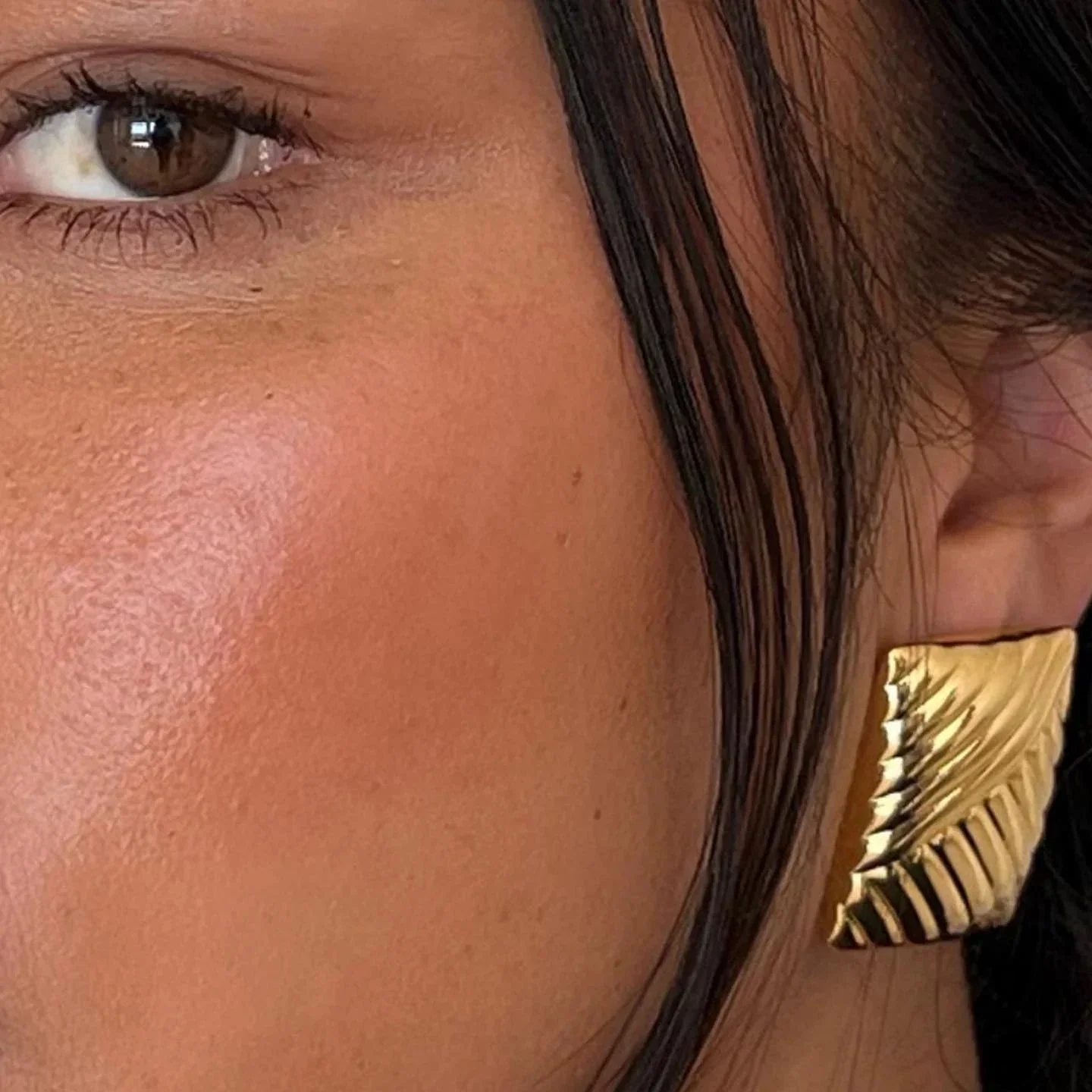 Elegant Textured Square Gold Earrings