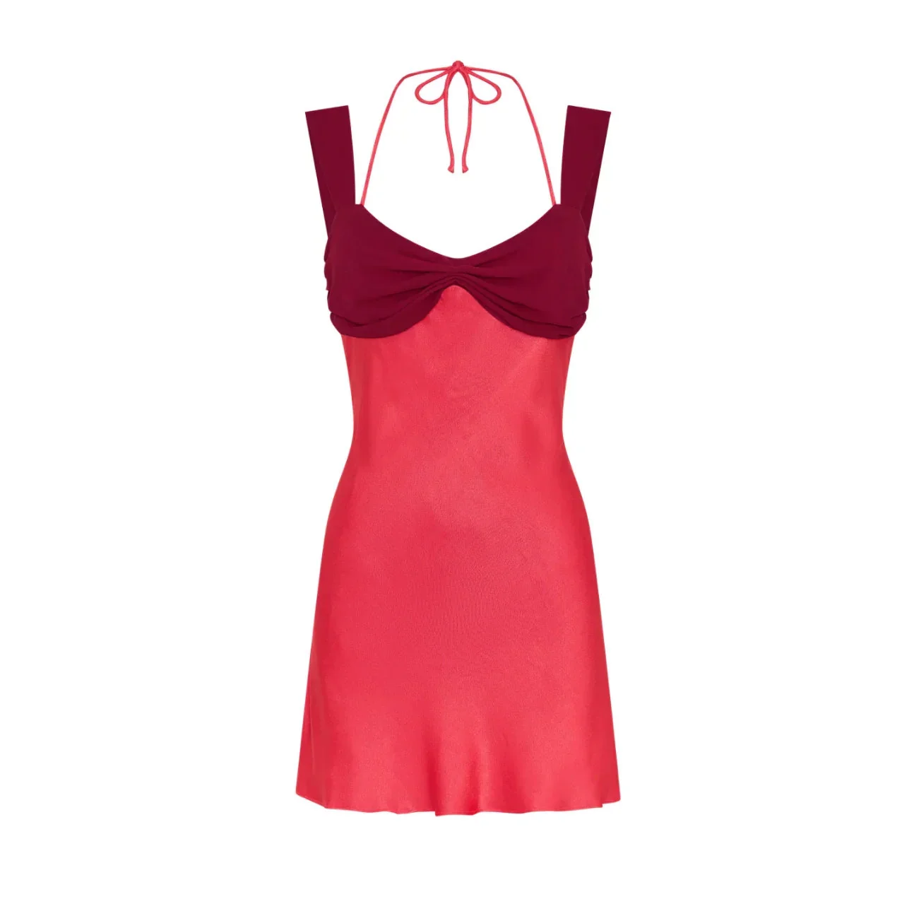 Flared Hem Contrast-Color Mini Dress