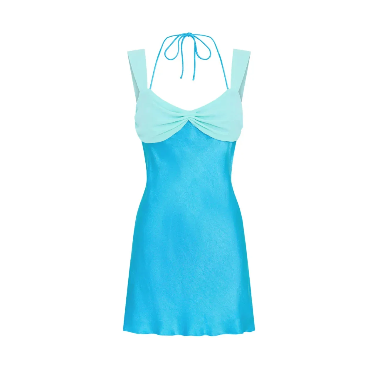 Flared Hem Contrast-Color Mini Dress