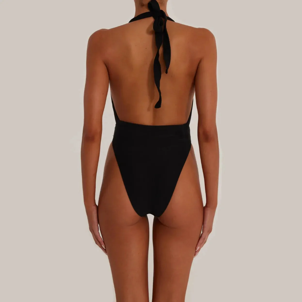 Elegant Rosette V Halter One Piece Swimsuit - Heatwave Collection