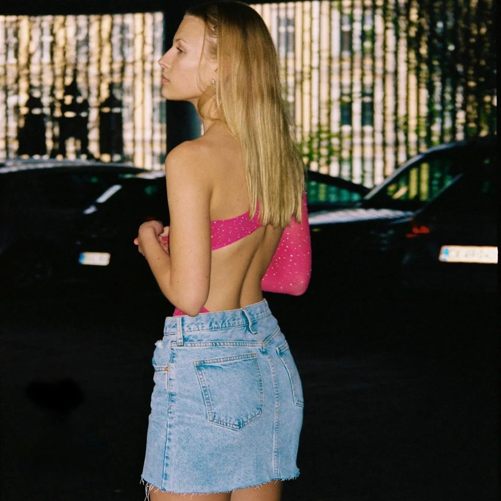 Rhinestone Embellished Bodysuit in Vibrant Blue, Hot Pink, or Black