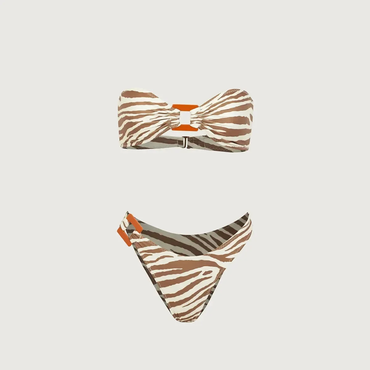 Zebra Print Strapless Bikini in Brown - Summer Chic Swimwear