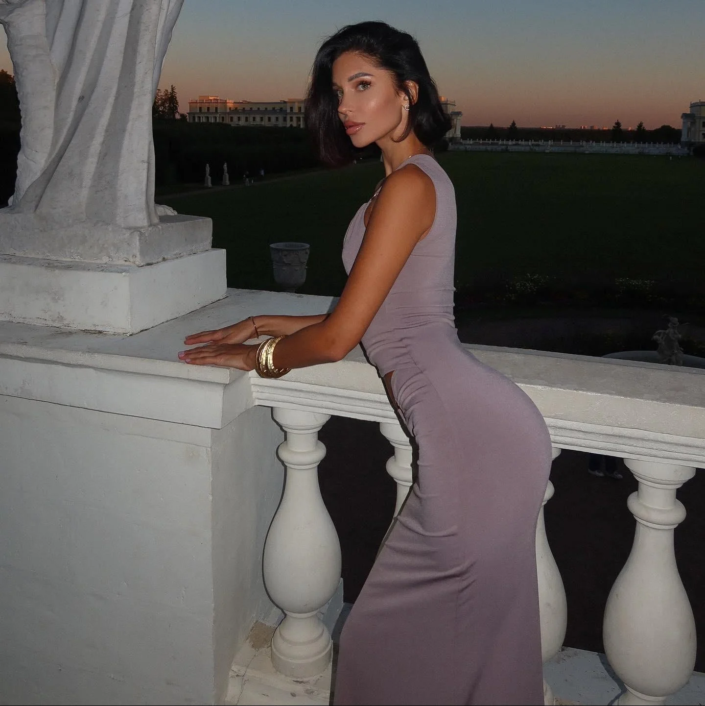 Elegant Purple Asymmetrical Maxi Dress