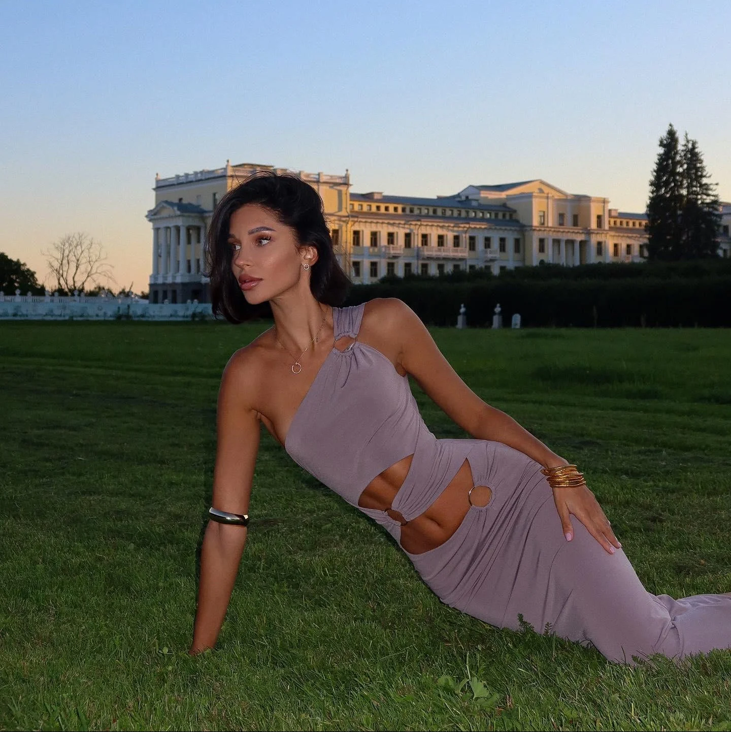 Elegant Purple Asymmetrical Maxi Dress