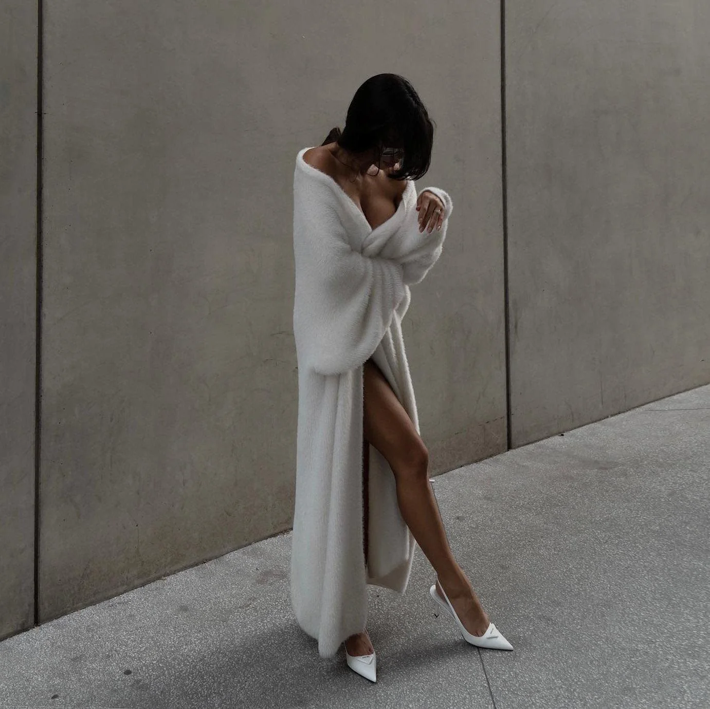 Cozy Oversized Knit Cardigan in White, Pink, Khaki, Black