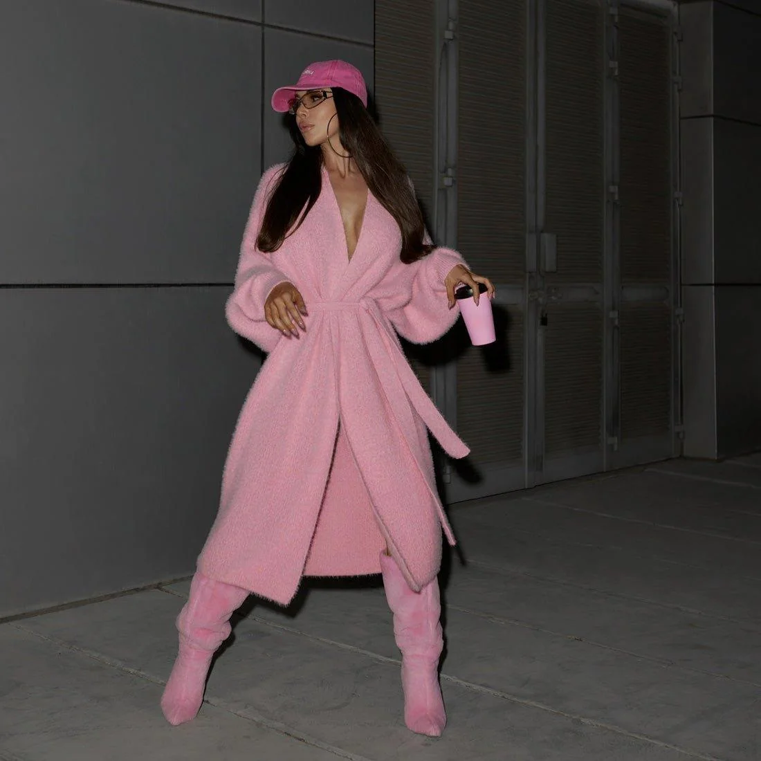 Cozy Oversized Knit Cardigan in White, Pink, Khaki, Black