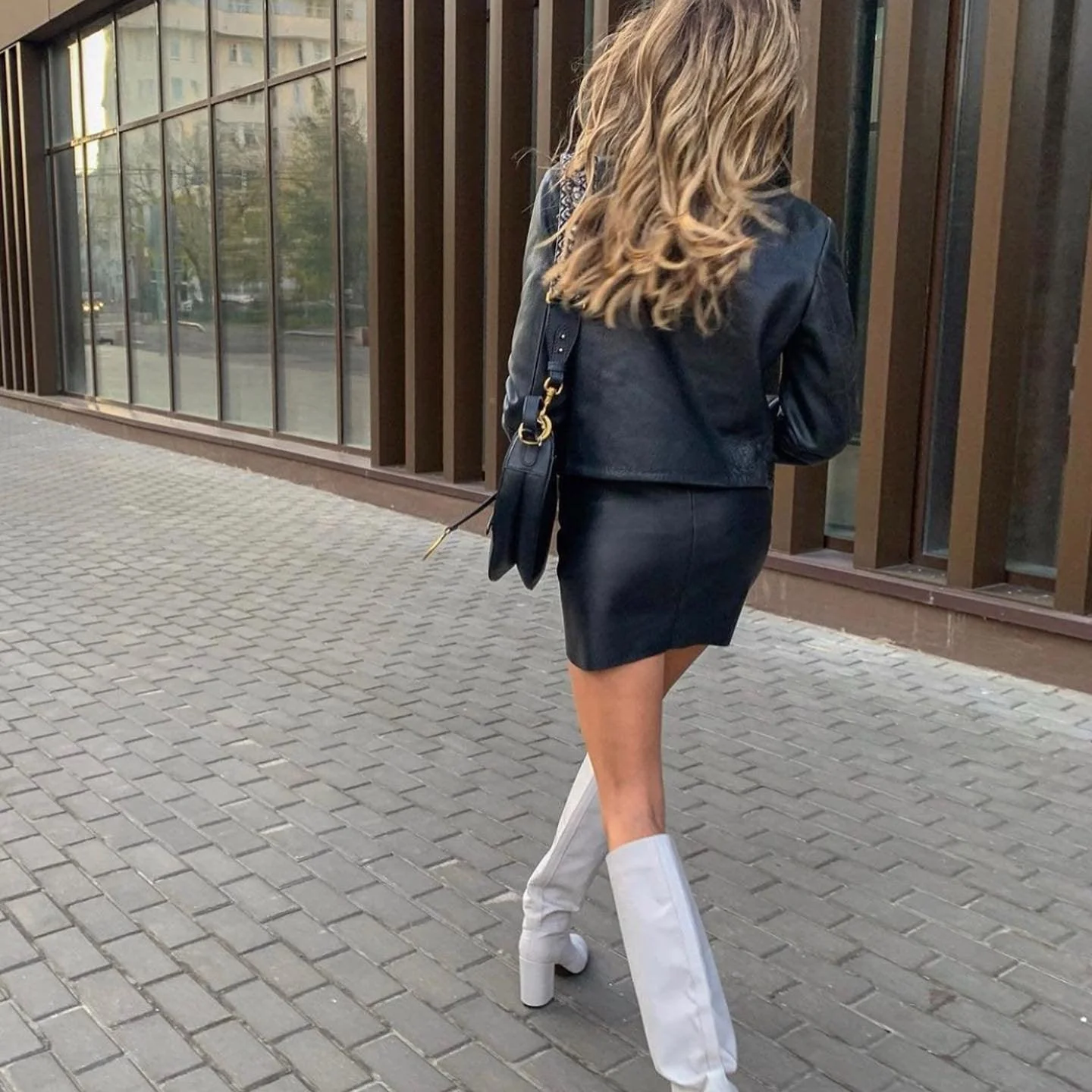 Modern Chic Black Leather Asymmetrical Skirt