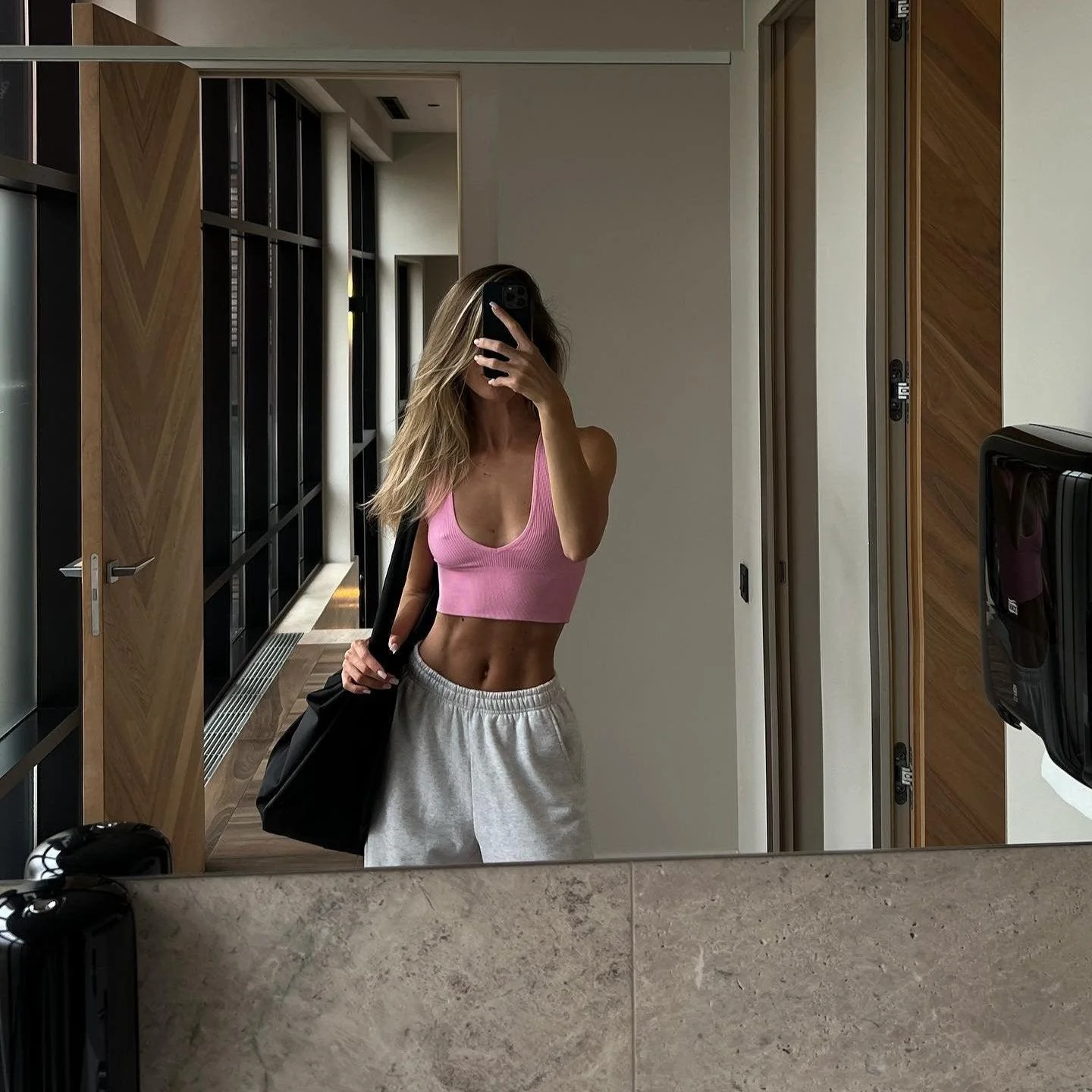 Flattering Slim Fit Pink & White Tank Top