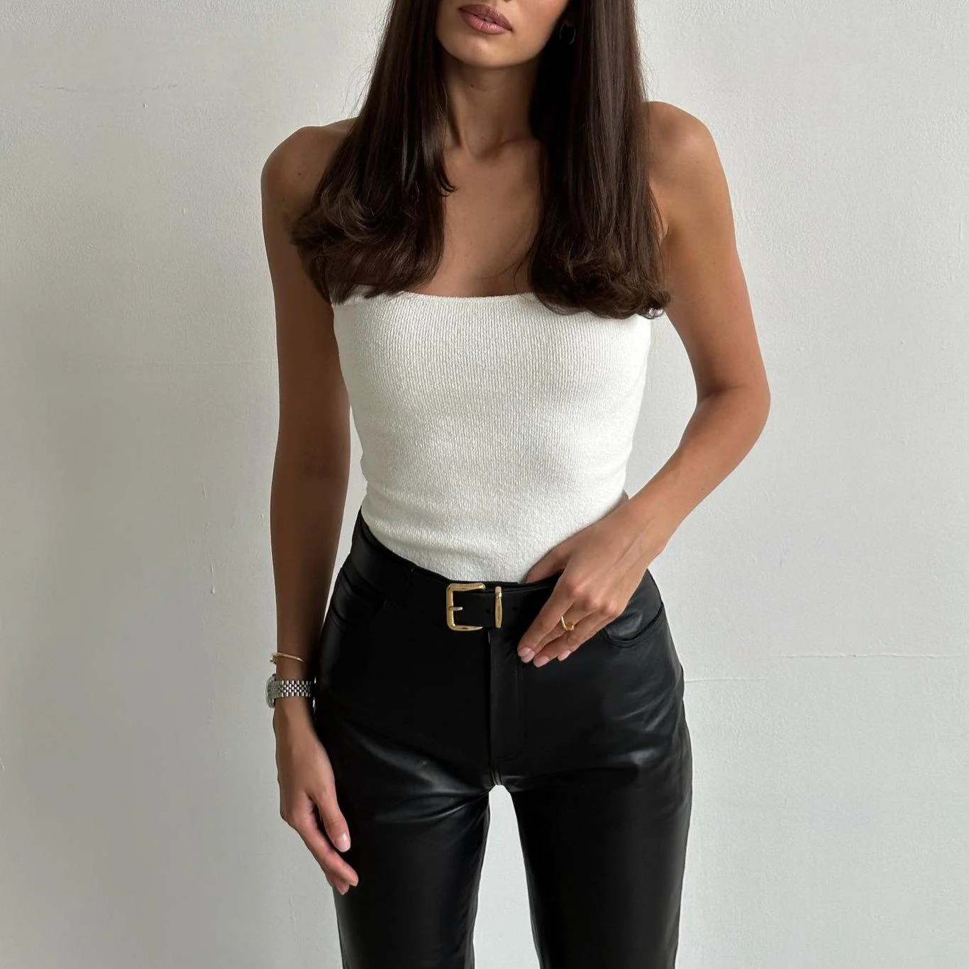 Knitted Crop Top for Summer Style - White, Black, Beige